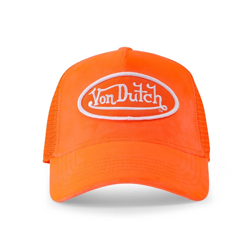Von Dutch Orange Trucker Cap with White Logo